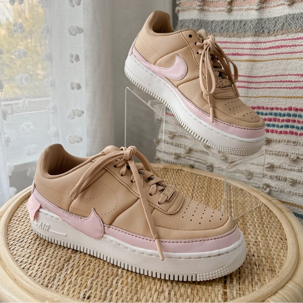 Nike Air Force 1 Jester XX Bio Beige Pink White Leather Sneakers Women’s 9.5 - Picture 1 of 10